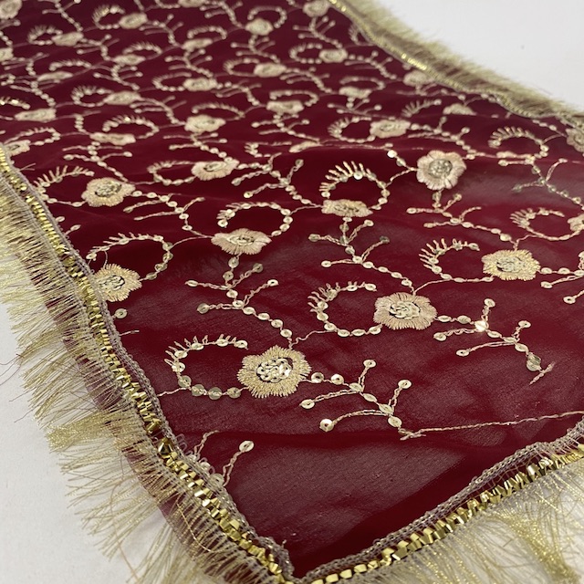 TABLECLOTH, Runner - Red & Gold 1m Long